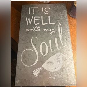 Farmhouse Galvanized Metal Wall Sign It Is Well With My Soul Christian Hymn